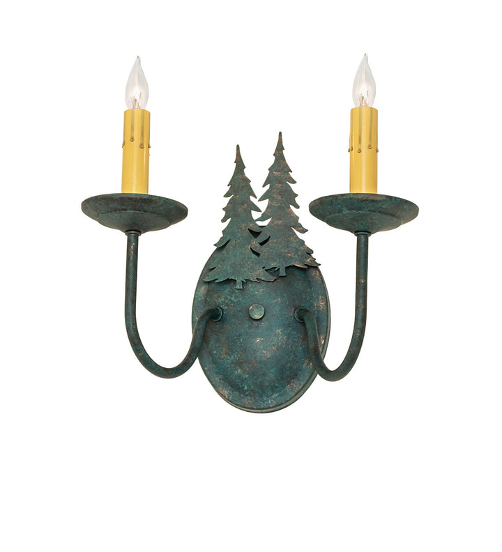 Meyda Tiffany Double Pine Tree 120783 Wall Light - Verdigris