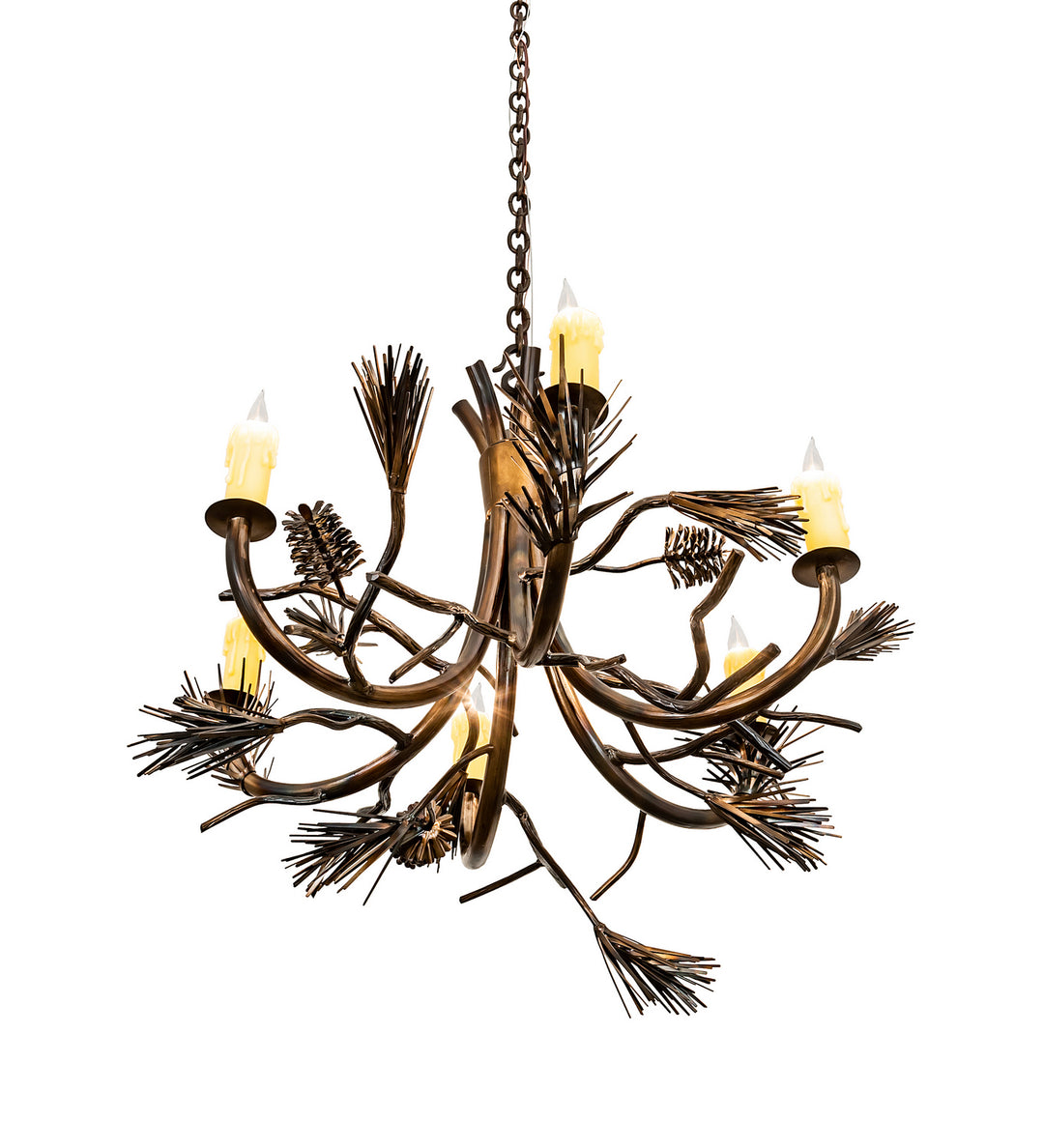 Meyda Tiffany Woodland Pine 200184 Chandelier Light - Antique Copper,Burnished