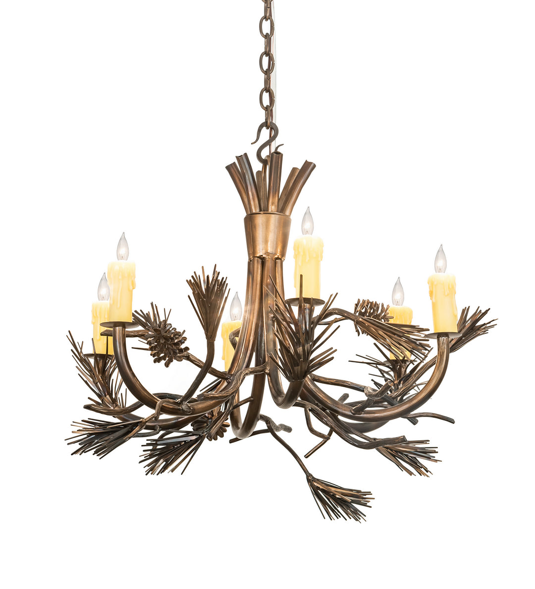Meyda Tiffany Woodland Pine 200184 Chandelier Light - Antique Copper,Burnished