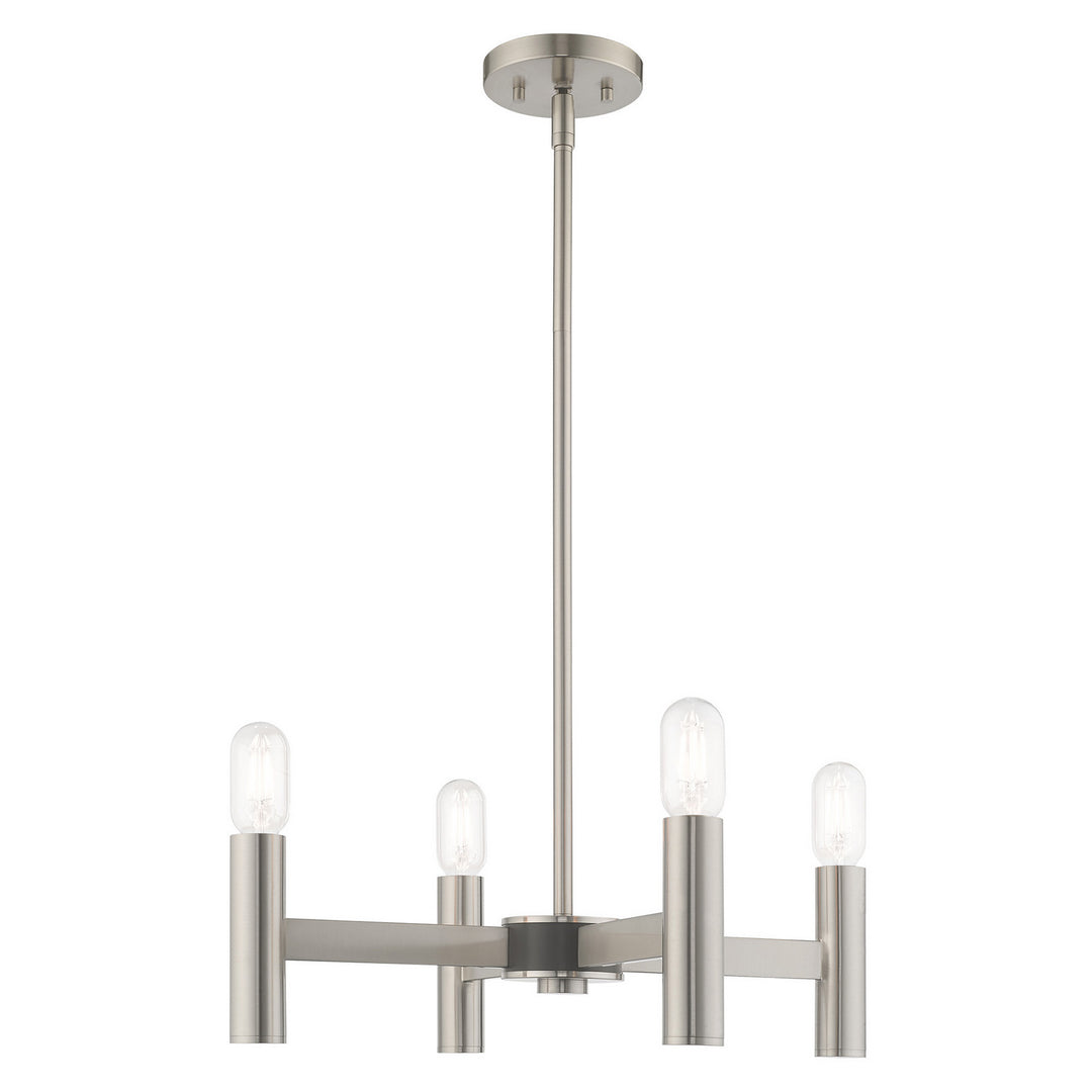 Livex Copenhagen 51134-91 Chandelier Light - Brushed Nickel w/ Bronzes