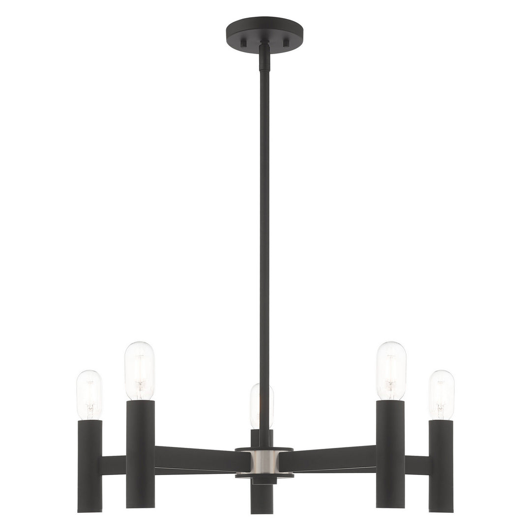 Livex Copenhagen 51135-04 Chandelier Light - Black w/ Brushed Nickels