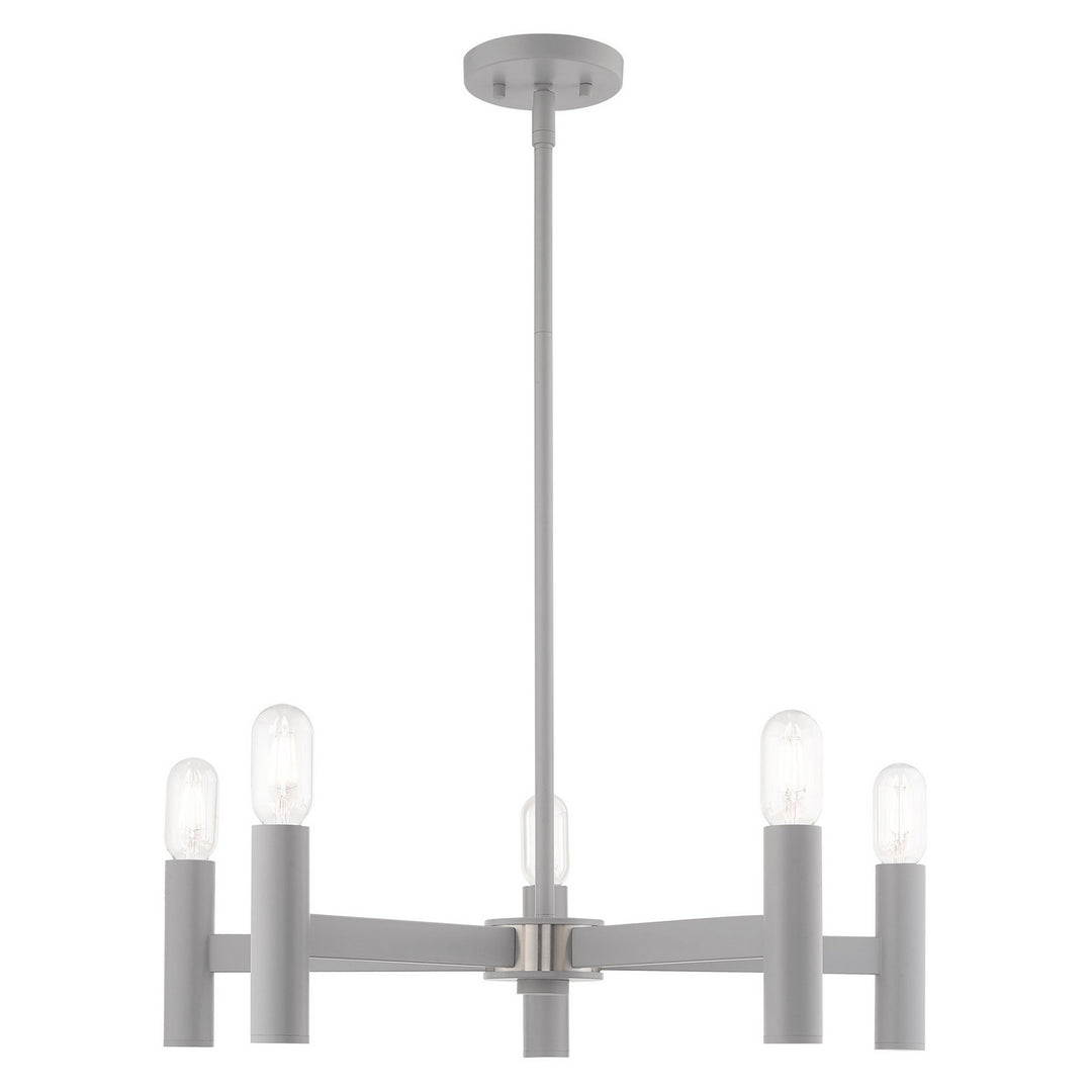 Livex Copenhagen 51135-80 Chandelier Light - Nordic Gray w/ Brushed Nickels