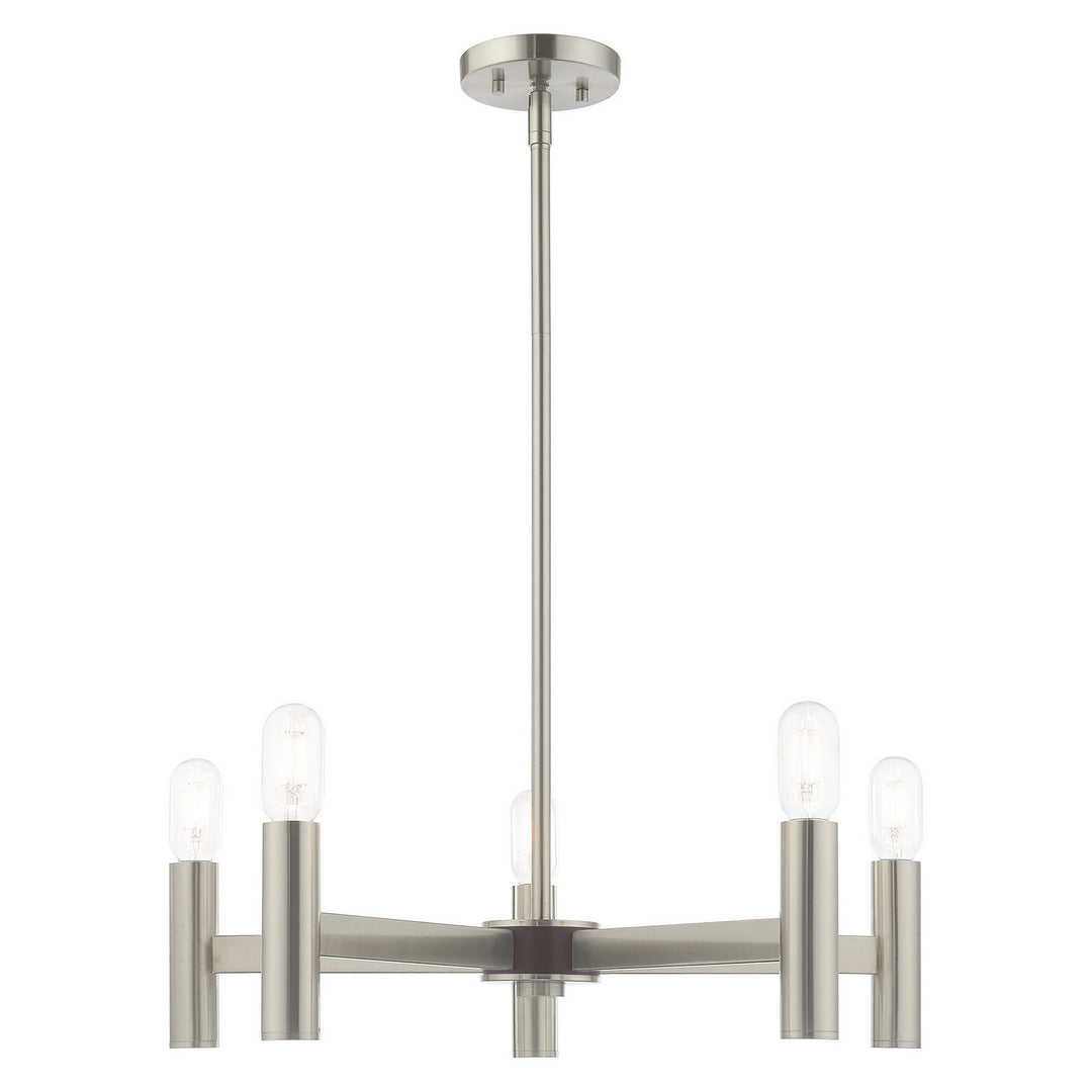 Livex Copenhagen 51135-91 Chandelier Light - Brushed Nickel w/ Bronzes