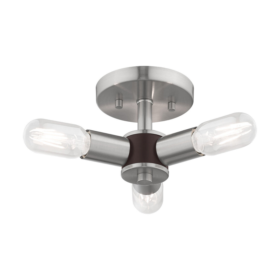 Livex Copenhagen 51137-91 Ceiling Light - Brushed Nickel w/ Bronzes