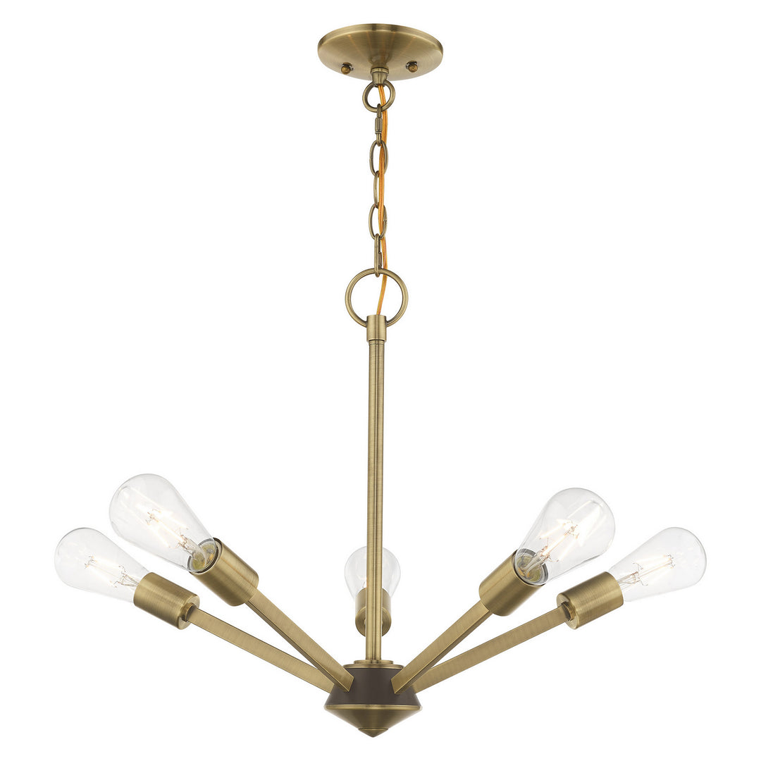 Livex Prague 51155-01 Chandelier Light - Antique Brass w/ Bronze