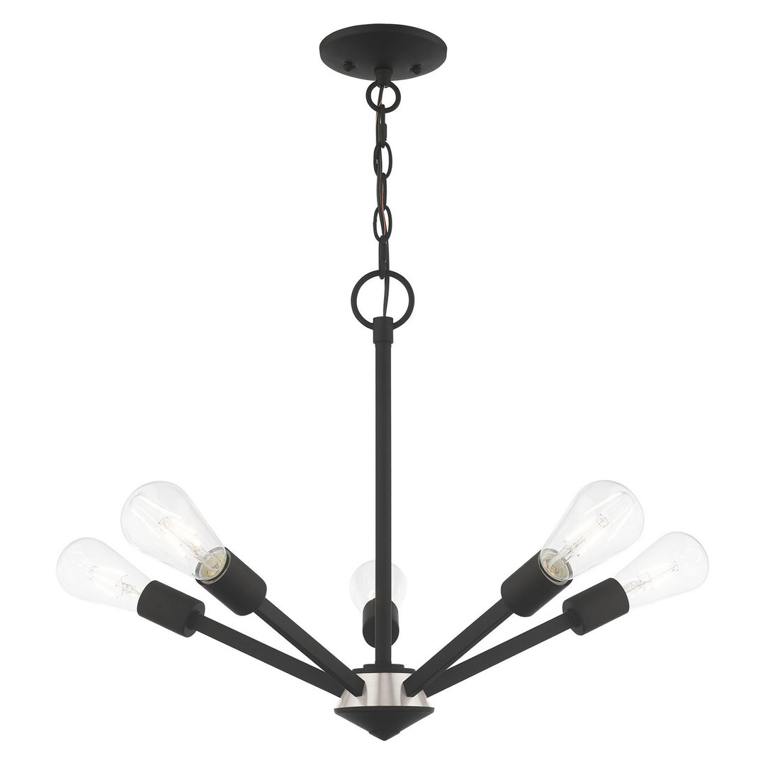 Livex Prague 51155-04 Chandelier Light - Black w/ Brushed Nickel