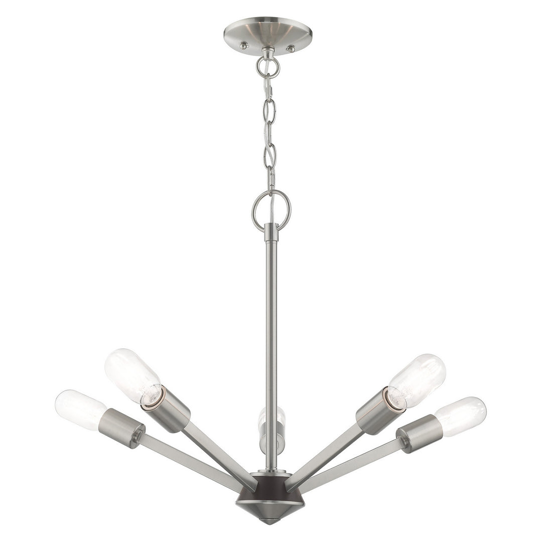 Livex Prague 51155-91 Chandelier Light - Brushed Nickel w/ Black