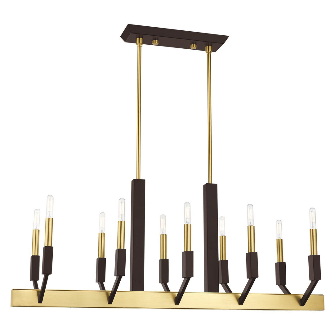 Livex Beckett 51168-12 Pendant Light - Satin Brass & Bronze