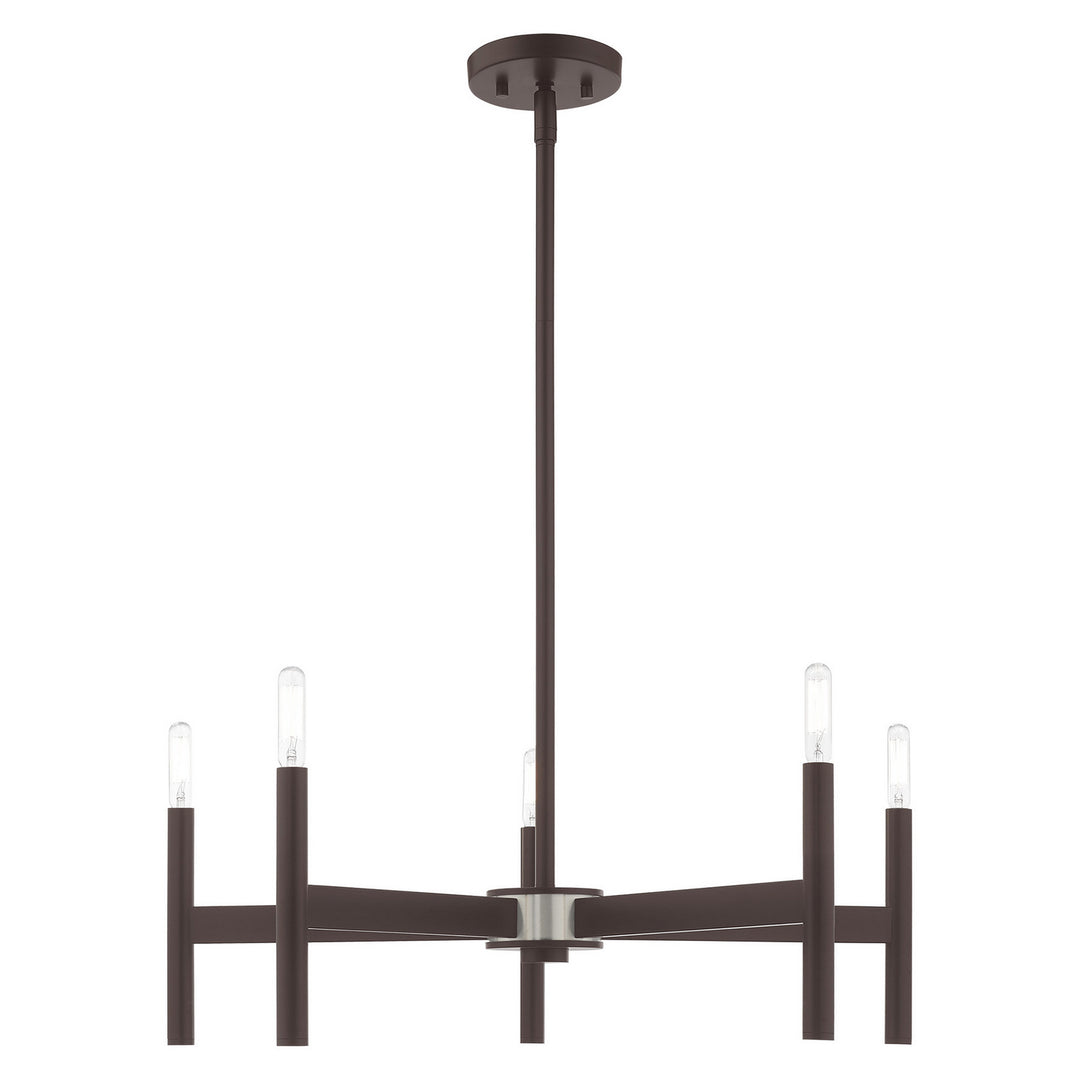 Livex Copenhagen 51175-07 Chandelier Light - Bronze w/ Brushed Nickels