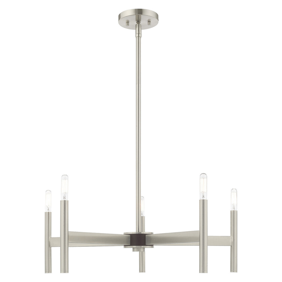 Livex Copenhagen 51175-91 Chandelier Light - Brushed Nickel w/ Bronzes