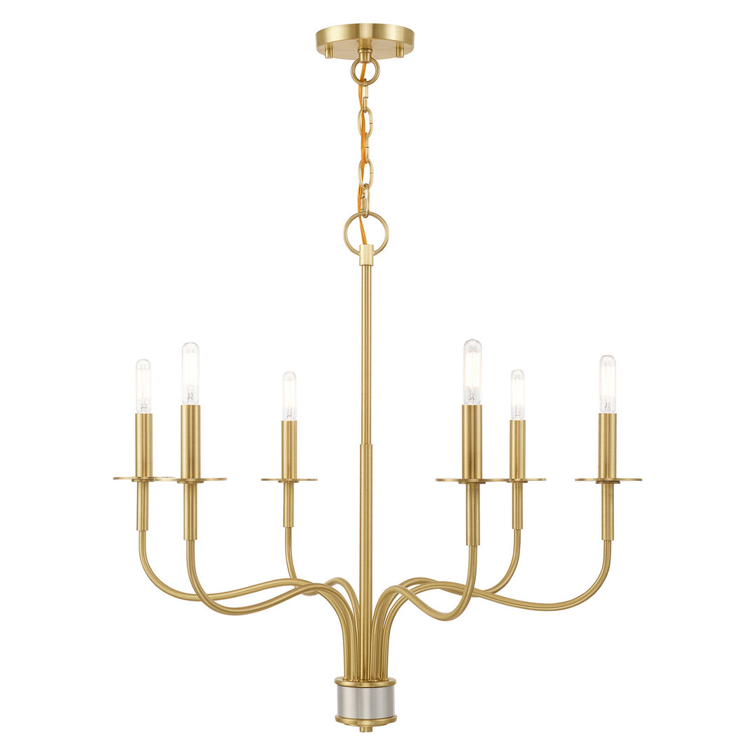 Livex Lisbon 51326-12 Chandelier Light - Satin Brass w/ Brushed Nickel