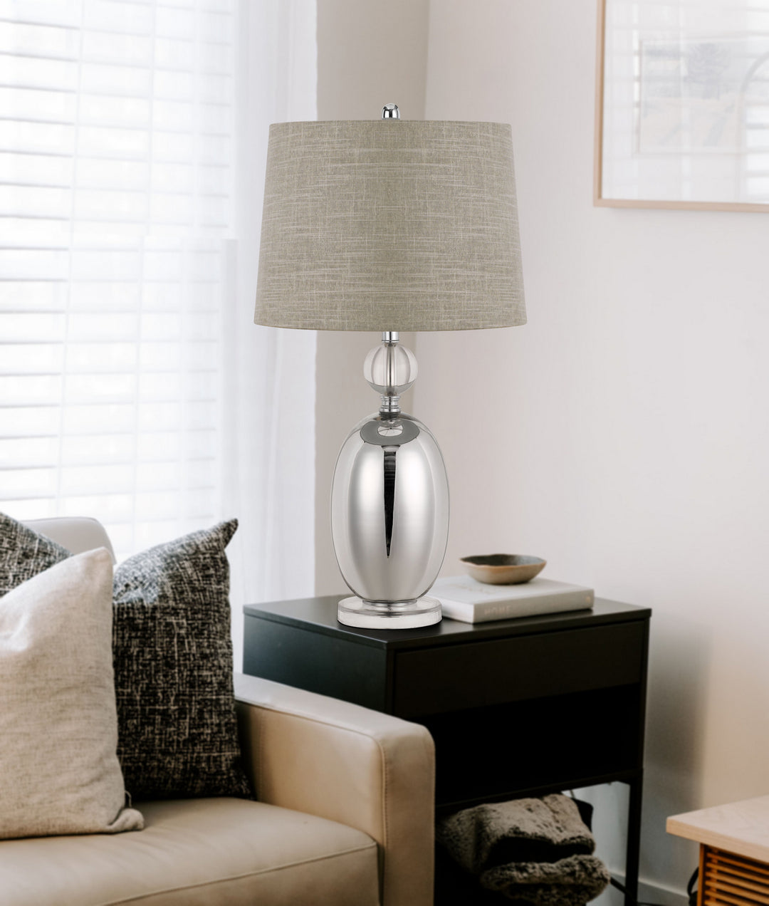 Cal Lighting BO-2793TB Perth One Light Table Lamp Lamp Pewter, Nickel, Silver