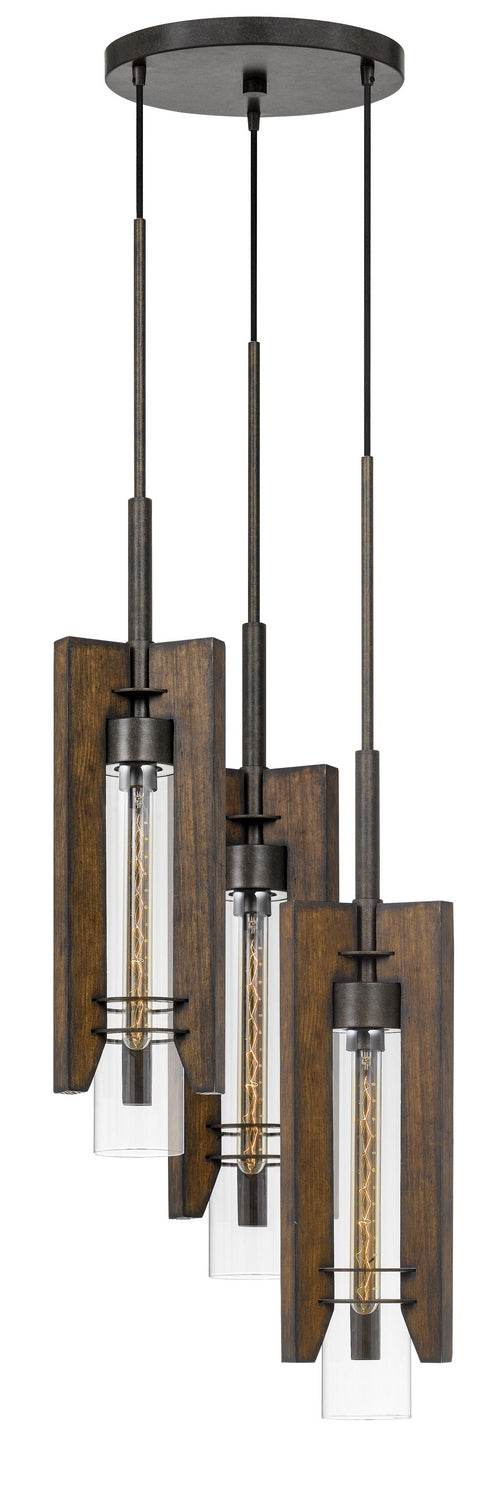 Cal Almeria FX-3690-3 Pendant Light - Pine/Iron