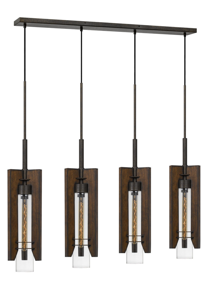 Cal Almeria FX-3690-4 Pendant Light - Pine/Iron