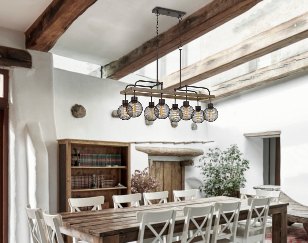 Cal Forio FX-3695-8 Pendant Light - Pine/Iron