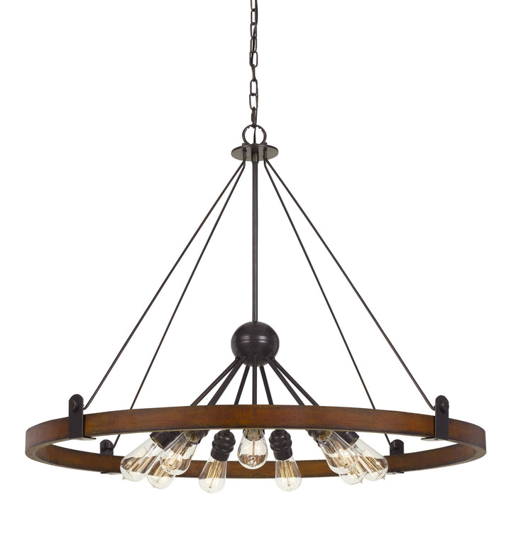 Cal Lucca FX-3698-9 Pendant Light - Oak/Iron