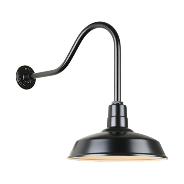 Hi Lite Lighting H-QSN15116-SA-91/QSNHL-H-91 Warehouse One Light Outdoor Gooseneck Light Outdoor Black