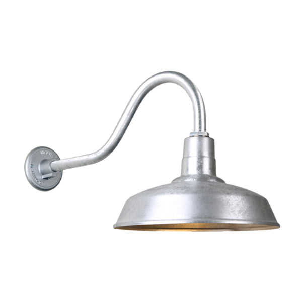 Hi Lite Lighting H-QSN15116-SA-96/QSNHL-A-96 Warehouse One Light Outdoor Gooseneck Light Outdoor Pewter, Nickel, Silver