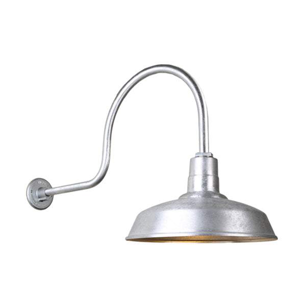 Hi Lite Lighting H-QSN15116-SA-96/QSNHL-C-96 Warehouse One Light Outdoor Gooseneck Light Outdoor Pewter, Nickel, Silver