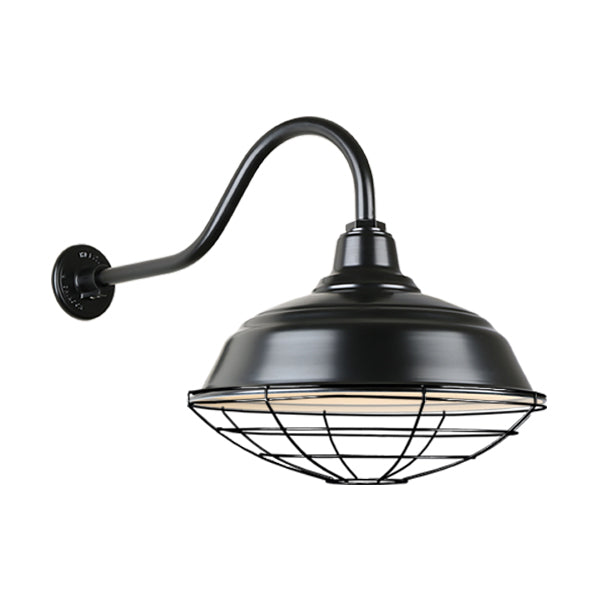 Hi Lite Lighting H-QSN15117-SA-91/QSNHL-A-91/QSNWGR-17``-91 Warehouse One Light Outdoor Gooseneck Light Outdoor Black