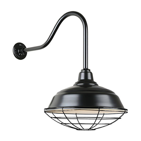 Hi Lite Lighting H-QSN15117-SA-91/QSNHL-H-91/QSNWGR-17``-91 Warehouse One Light Outdoor Gooseneck Light Outdoor Black