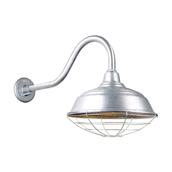 Hi Lite Lighting H-QSN15117-SA-96/QSNHL-A-96/QSNWGR-17``-96 Warehouse One Light Outdoor Gooseneck Light Outdoor Pewter, Nickel, Silver