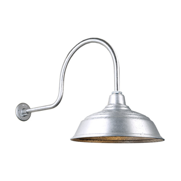 Hi Lite Lighting H-QSN15117-SA-96/QSNHL-C-96 Warehouse One Light Outdoor Gooseneck Light Outdoor Pewter, Nickel, Silver