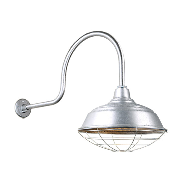 Hi Lite Lighting H-QSN15117-SA-96/QSNHL-C-96/QSNWGR-17``-96 Warehouse One Light Outdoor Gooseneck Light Outdoor Pewter, Nickel, Silver