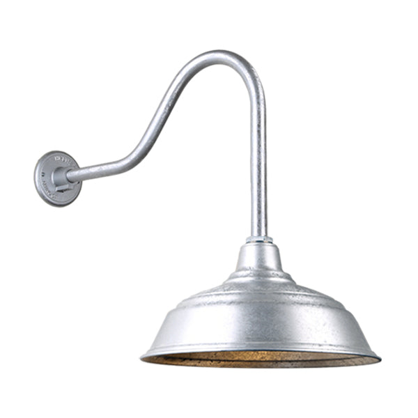 Hi Lite Lighting H-QSN15117-SA-96/QSNHL-H-96 Warehouse One Light Outdoor Gooseneck Light Outdoor Pewter, Nickel, Silver