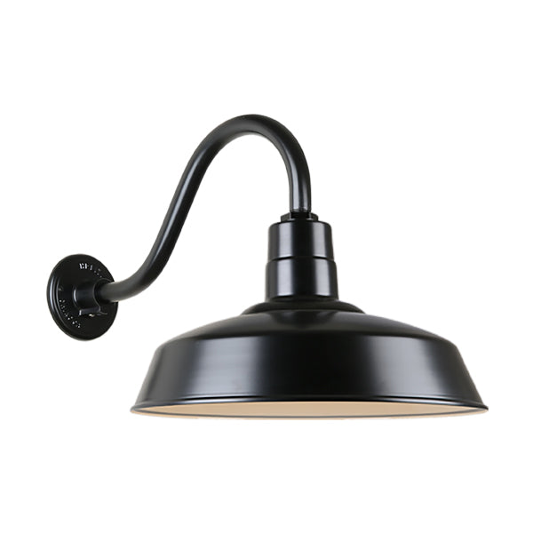 Hi Lite Lighting H-QSN15118-SA-91/QSNB-42-91 Warehouse One Light Outdoor Gooseneck Light Outdoor Black