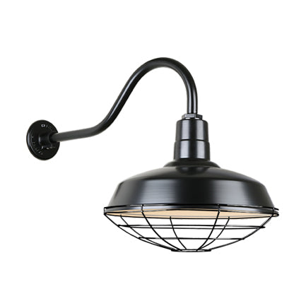 Hi Lite Lighting H-QSN15118-SA-91/QSNHL-A-91/QSNWGR-18``-91 Warehouse One Light Outdoor Gooseneck Light Outdoor Black