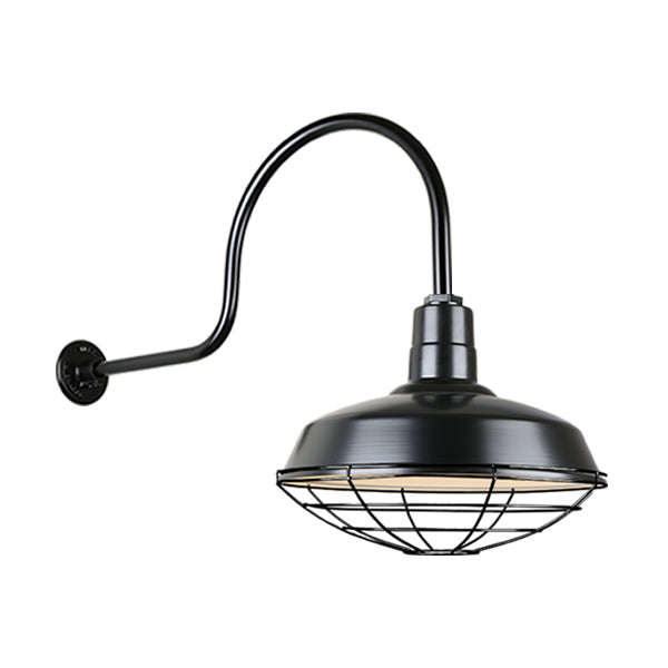 Hi Lite Lighting H-QSN15118-SA-91/QSNHL-C-91/QSNWGR-18``-91 Warehouse One Light Outdoor Gooseneck Light Outdoor Black