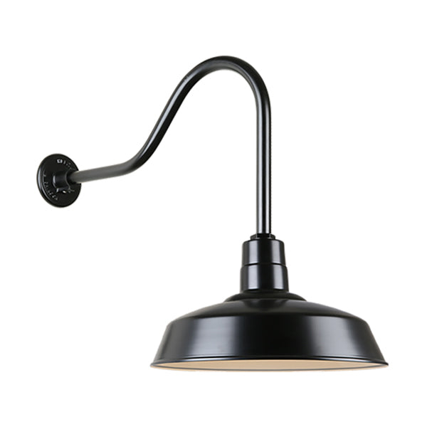 Hi Lite Lighting H-QSN15118-SA-91/QSNHL-H-91 Warehouse One Light Outdoor Gooseneck Light Outdoor Black