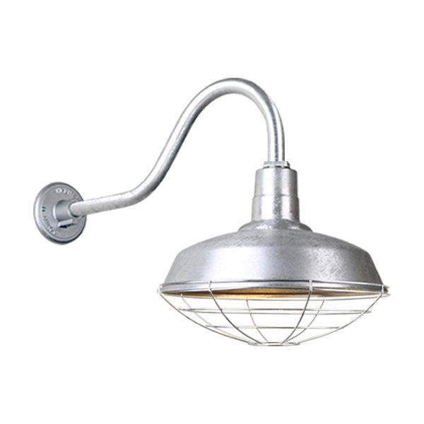 Hi Lite Lighting H-QSN15118-SA-96/QSNHL-A-96/QSNWGR-18``-96 Warehouse One Light Outdoor Gooseneck Light Outdoor Pewter, Nickel, Silver