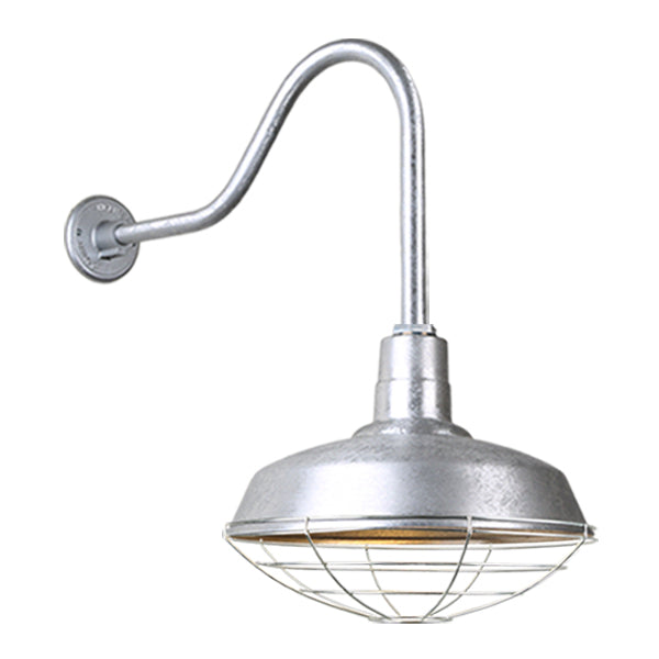 Hi Lite Lighting H-QSN15118-SA-96/QSNHL-H-96/QSNWGR-18``-96 Warehouse One Light Outdoor Gooseneck Light Outdoor Pewter, Nickel, Silver