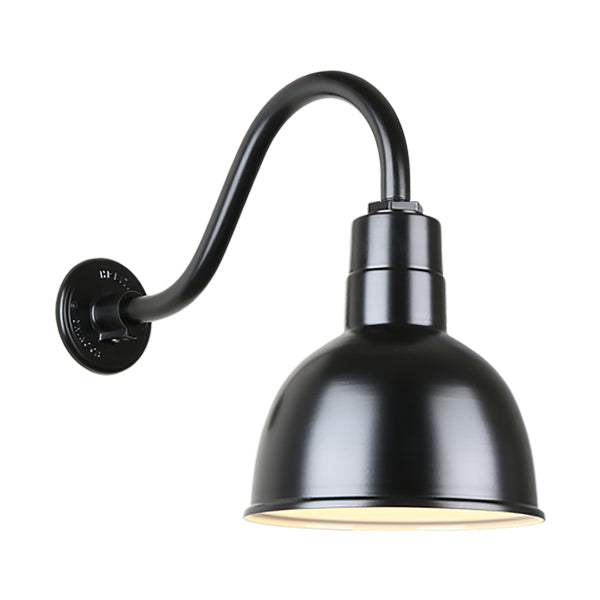 Hi Lite Lighting H-QSN16110-SA-91/QSNB-42-91 Deep Bowl Shade One Light Outdoor Gooseneck Light Outdoor Black