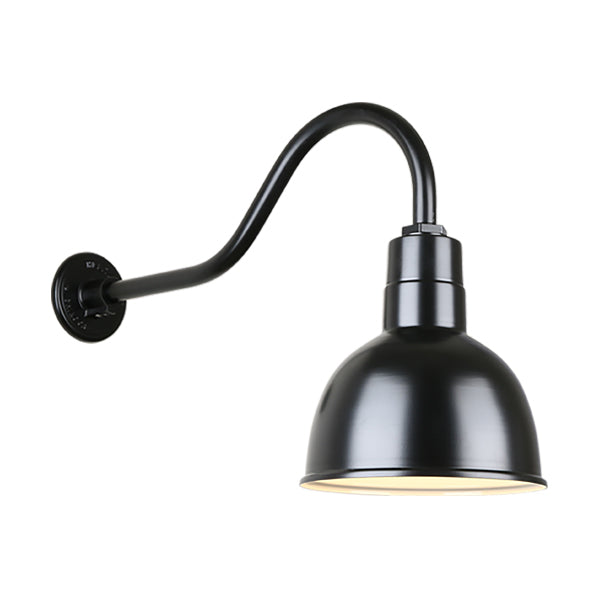 Hi Lite Lighting H-QSN16110-SA-91/QSNHL-A-91 Deep Bowl Shade One Light Outdoor Gooseneck Light Outdoor Black