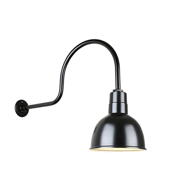 Hi Lite Lighting H-QSN16110-SA-91/QSNHL-C-91 Deep Bowl Shade One Light Outdoor Gooseneck Light Outdoor Black