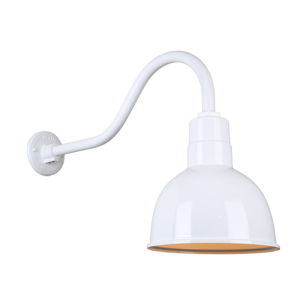 Hi Lite Lighting H-QSN16110-SA-93/QSNHL-A-93 Deep Bowl Shade One Light Outdoor Gooseneck Light Outdoor White