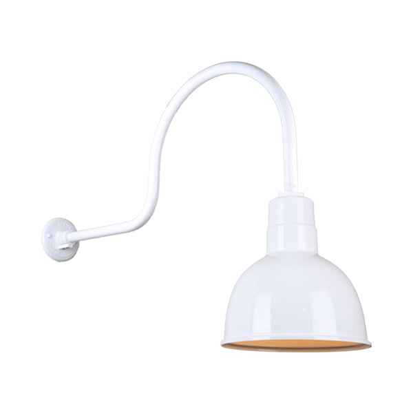 Hi Lite Lighting H-QSN16110-SA-93/QSNHL-C-93 Deep Bowl Shade One Light Outdoor Gooseneck Light Outdoor White