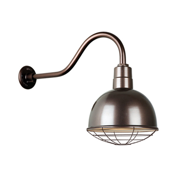 Hi Lite Lighting H-QSN16112-SA-145/QSNHL-A-145/QSNWGR-12``-145 Deep Bowl Shade One Light Outdoor Gooseneck Light Outdoor Bronze / Dark