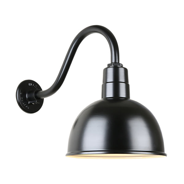 Hi Lite Lighting H-QSN16112-SA-91/QSNB-42-91 Deep Bowl Shade One Light Outdoor Gooseneck Light Outdoor Black