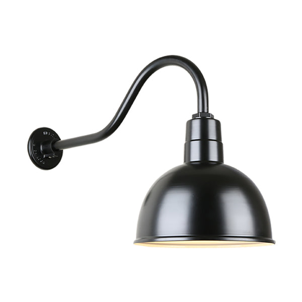 Hi Lite Lighting H-QSN16112-SA-91/QSNHL-A-91 Deep Bowl Shade One Light Outdoor Gooseneck Light Outdoor Black