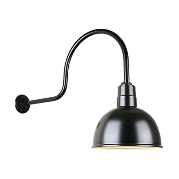 Hi Lite Lighting H-QSN16112-SA-91/QSNHL-C-91 Deep Bowl Shade One Light Outdoor Gooseneck Light Outdoor Black