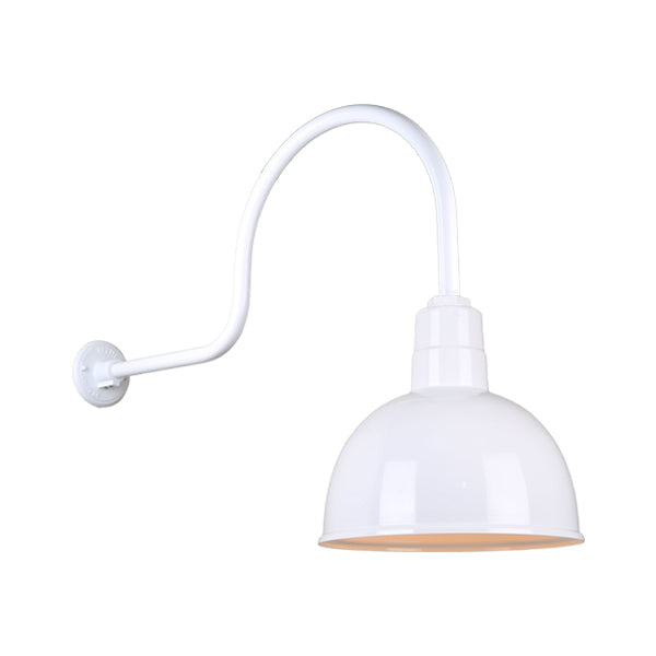 Hi Lite Lighting H-QSN16112-SA-93/QSNHL-C-93 Deep Bowl Shade One Light Outdoor Gooseneck Light Outdoor White