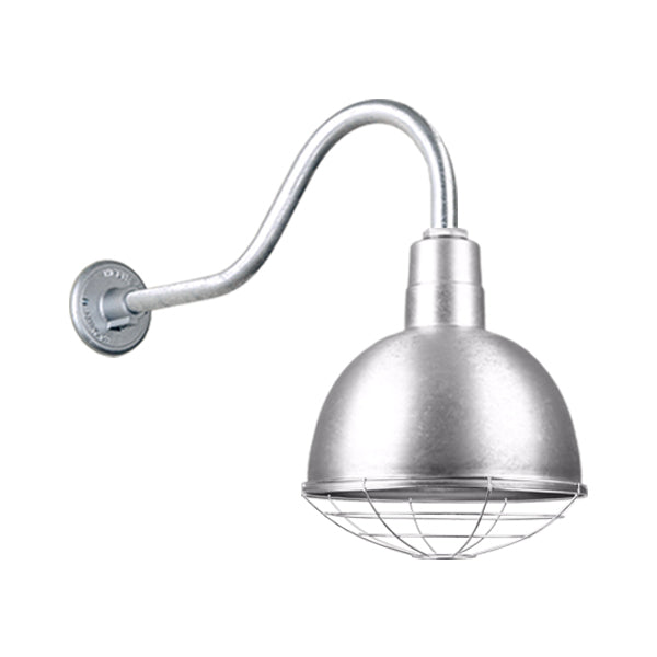 Hi Lite Lighting H-QSN16112-SA-96/QSNHL-A-96/QSNWGR-12``-96 Deep Bowl Shade One Light Outdoor Gooseneck Light Outdoor Pewter, Nickel, Silver