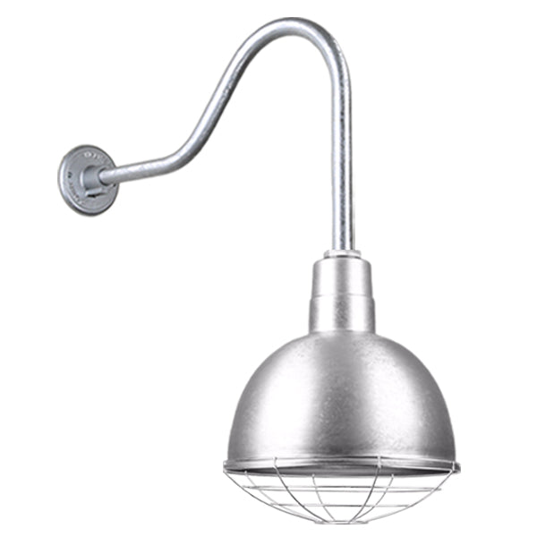 Hi Lite Lighting H-QSN16112-SA-96/QSNHL-H-96/QSNWGR-12``-96 Deep Bowl Shade One Light Outdoor Gooseneck Light Outdoor Pewter, Nickel, Silver