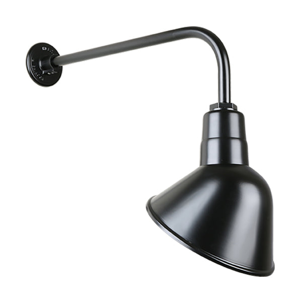 Hi Lite Lighting H-QSN18110-SA-91/QSNB-13-91 Angle Shade One Light Outdoor Gooseneck Light Outdoor Black