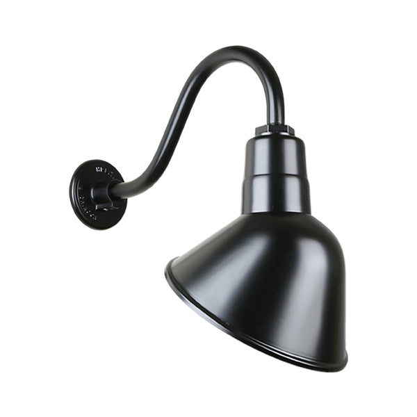 Hi Lite Lighting H-QSN18110-SA-91/QSNB-42-91 Angle Shade One Light Outdoor Gooseneck Light Outdoor Black