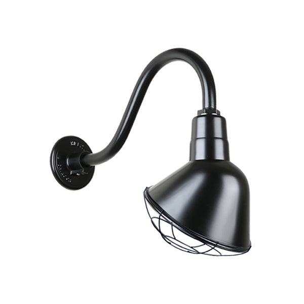 Hi Lite Lighting H-QSN18110-SA-91/QSNB-42-91/QSNWGR-10``-91 Angle Shade One Light Outdoor Gooseneck Light Outdoor Black